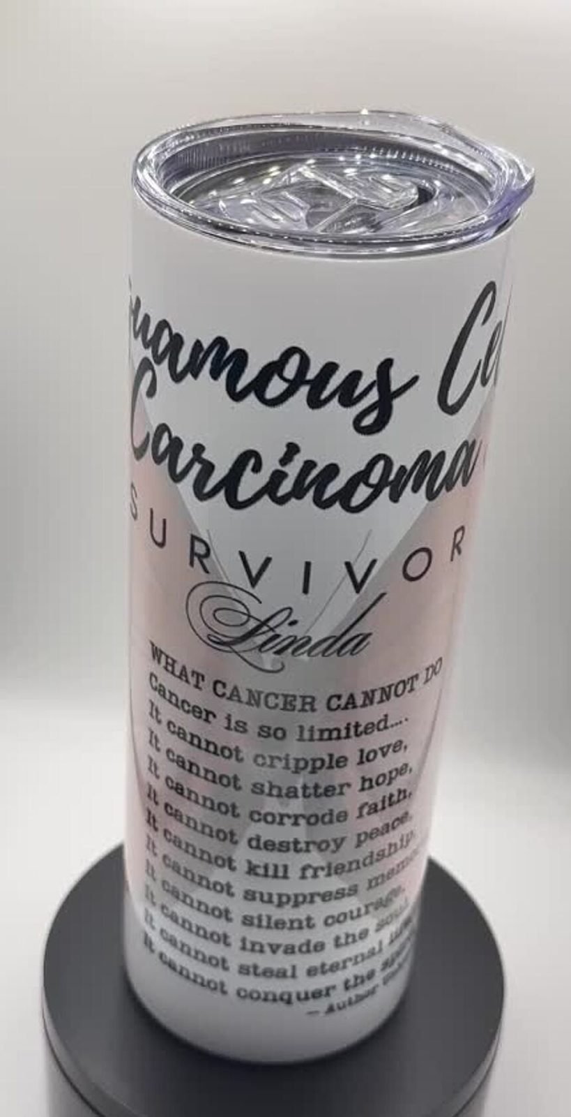 Cancer survivor themed custom tumbler