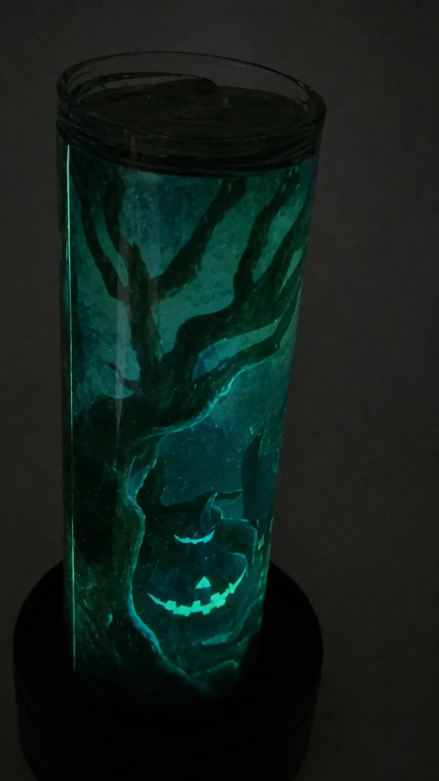 Glow-in-the-dark spooky custom tumbler