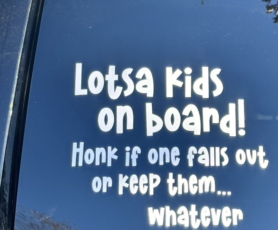 Lotsa kids on board custom vehicle decal